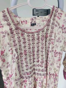 Beautiful Printed Kurta with Embellished Neckline