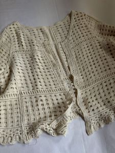 Cream Crochet Cardigan