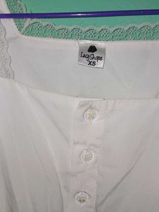 White Lace Trim Peplum Top