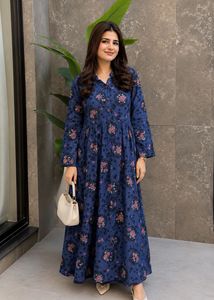 Elegant Blue Floral Maxi Dress
