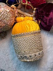 Embroidered Velvet Potli Bags (Set of 5)