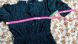 Teal Velvet Crushed Mini Dress
