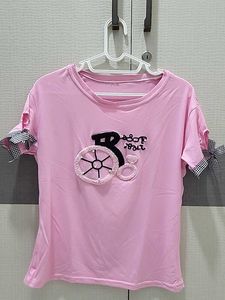 Cute Pink T-Shirt with Bow Sleeves