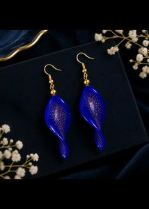 Leaf-Shaped Glass Earrings