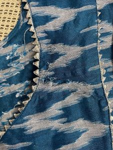 Blue Ikat Kurta Set with Tassels