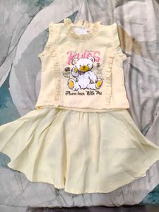 Cute Casual yellow and ethnic magenta Frock