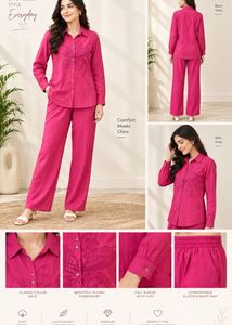 Stylish Pink coord Set with Embroidery