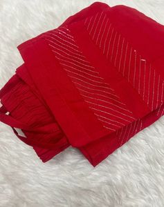 Elegant Red Kurta Set with Gold Embroidery