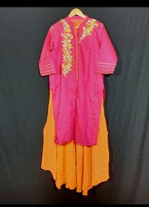 Ethanic Kurta -  Hot Pink +Orange