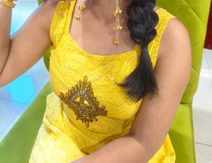 Yellow Embroidered Crop Top Palazzo Set