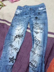 Graphic Print Denim Jeans