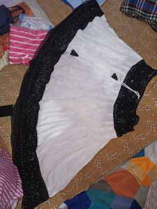 White &amp; Black Embellished Skirt