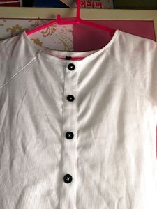 White Ribbed Top For Women