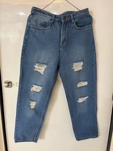 Distressed Blue Denim Jeans