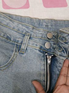 Light Wash Split Flare Jeans