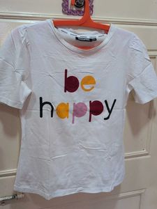 White "Be Happy" Graphic T-Shirt