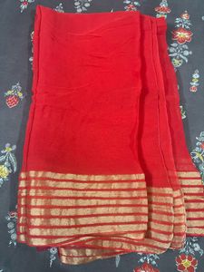 red golden saree