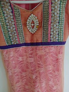 Coral Net Anarkali suit