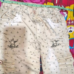 Tan Cargo Pants with Star Detail