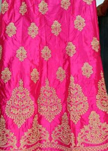 Pink &amp; Gold Embroidered Lehenga Set