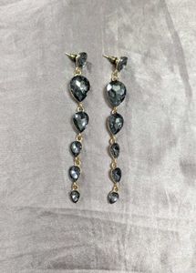Elegant Dangle Earrings with Grey Gems