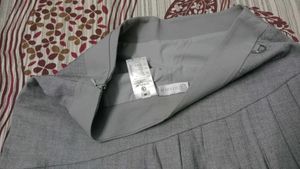 Gray Pleated Mini Skirt