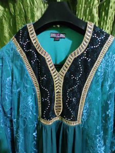 Elegant Teal Embroidered Ethnic Gown