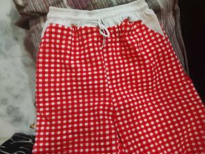 Red Gingham Wide Leg Pants