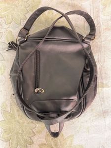 Chic Black Floral Backpack with Tassels