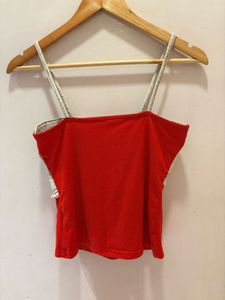 Unique Denim &amp; Red Cami Top