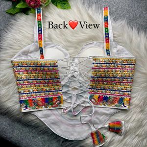 Boho Rainbow Embellished Crop Top