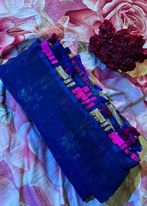 Elegant Blue Saree with Tassels