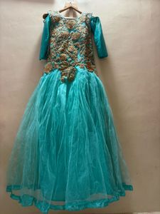 Stunning Teal Embellished Ethnic Gown