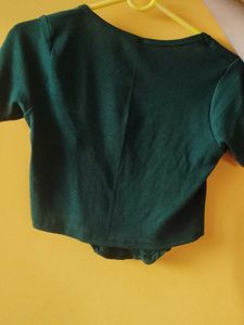 Dark Green Ribbed Corset Top