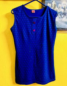 Blue Round Neck T-shirt For Women