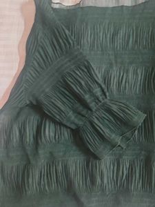 Flowy Smocked Teal Top- Sheer Top