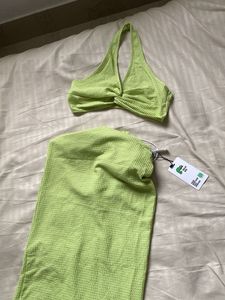 Lime Green Textured Bikini Set