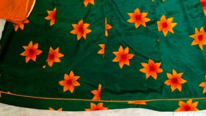 #Green Floral Print Lehenga Choli Set
