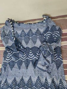 Blue Geometric Print long kurta