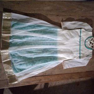 Elegant White &amp; Teal Gown