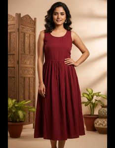 Burgundy Sleeveless Midi Dress