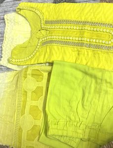 Vibrant Yellow Kurta Set with Embroidery
