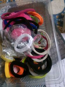 One Box Of Hair Rubber Bands New/ Old Mix