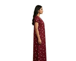 Maroon Floral Print Nightgown