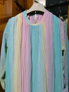 Pastel Rainbow Pleated Kurta