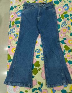 Flared Blue Denim Jeans