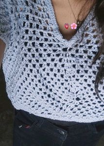 Crocheted V-Neck Mess Top