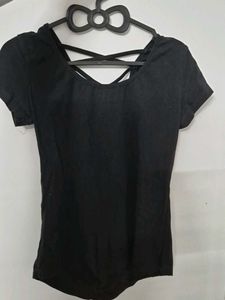 Black Crisscross Back T-Shirt