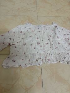 Sheer Floral Crop Top with Lace Trim