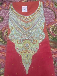 Chanderi Rust Colour Silver Work Soft Duptta